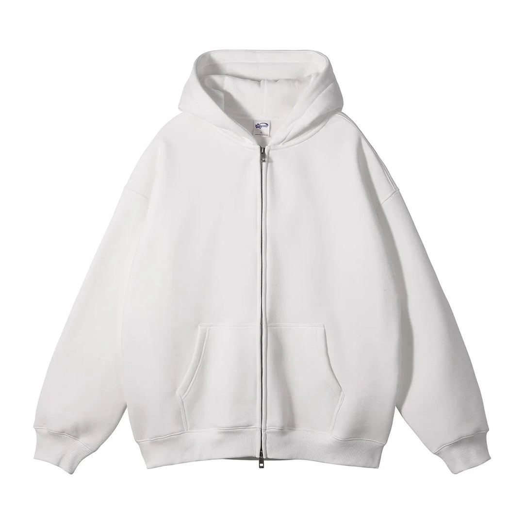 Premium Heavyweight Fleece Double‑Zip Cardigan Hoodie-HighTouch