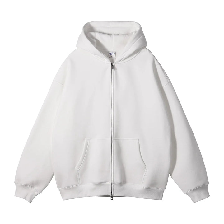 Premium Heavyweight Fleece Double‑Zip Cardigan Hoodie-HighTouch