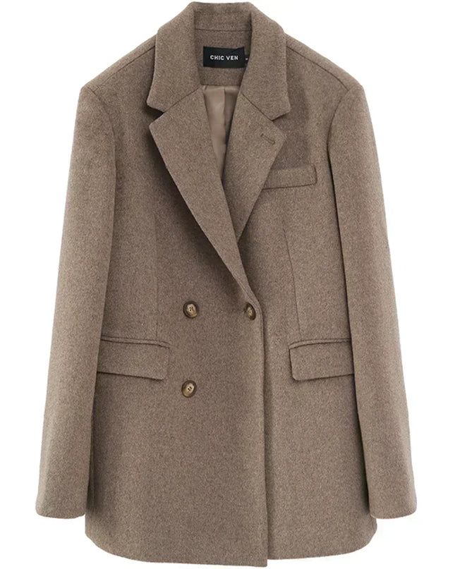 Mid-Long Wool Blend Overcoat for Women