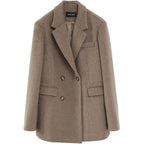 Mid-Long Wool Blend Overcoat for Women-HighTouch