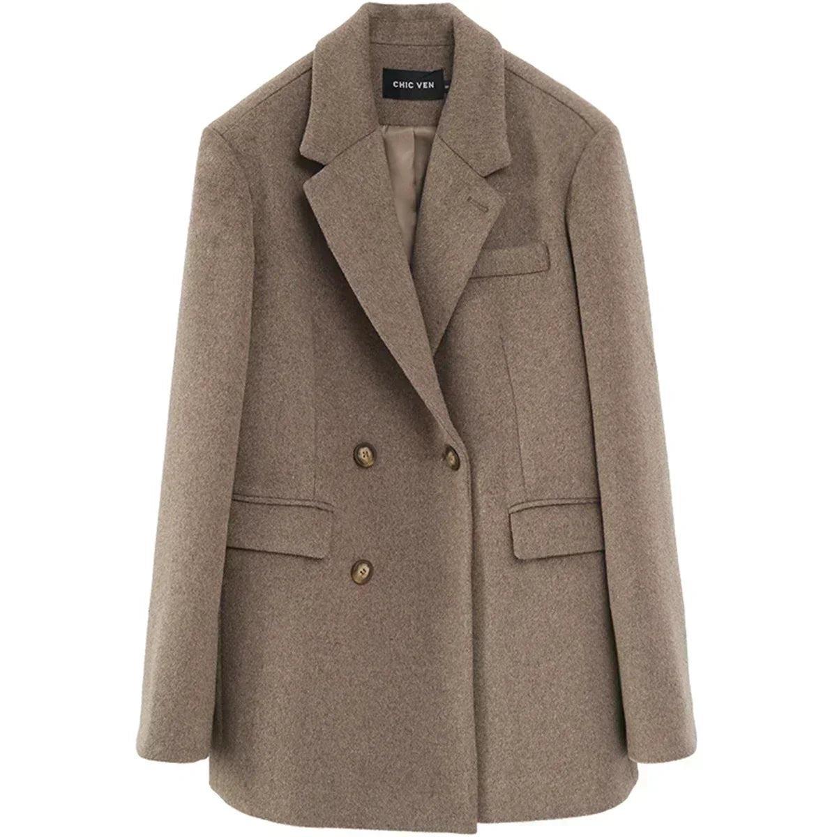 Mid-Long Wool Blend Overcoat for Women