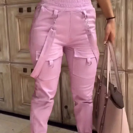 Women’s High-Waist Street Cargo Pants – Loose Wide-Leg Trousers with Pockets