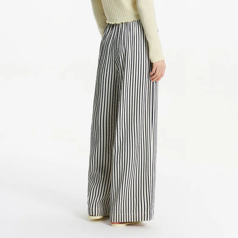 Effortless Striped Wide-Leg Palazzo Pants – Lazy-Chic & Comfort-Driven