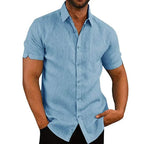 Men’s Cotton-Linen Short-Sleeve Shirt-HighTouch