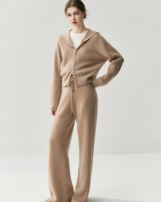 100% Cashmere Hooded Knit Set