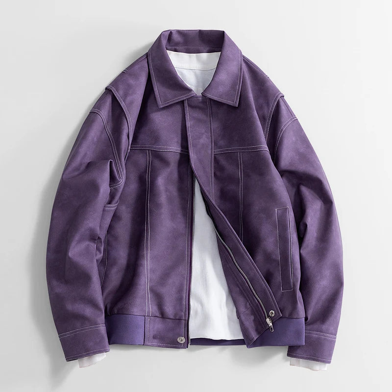 Men's Vegan Leather Bomber Jacket