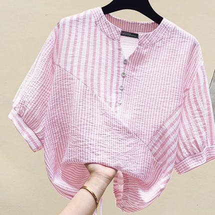 Elegant Striped V-Neck Blouse