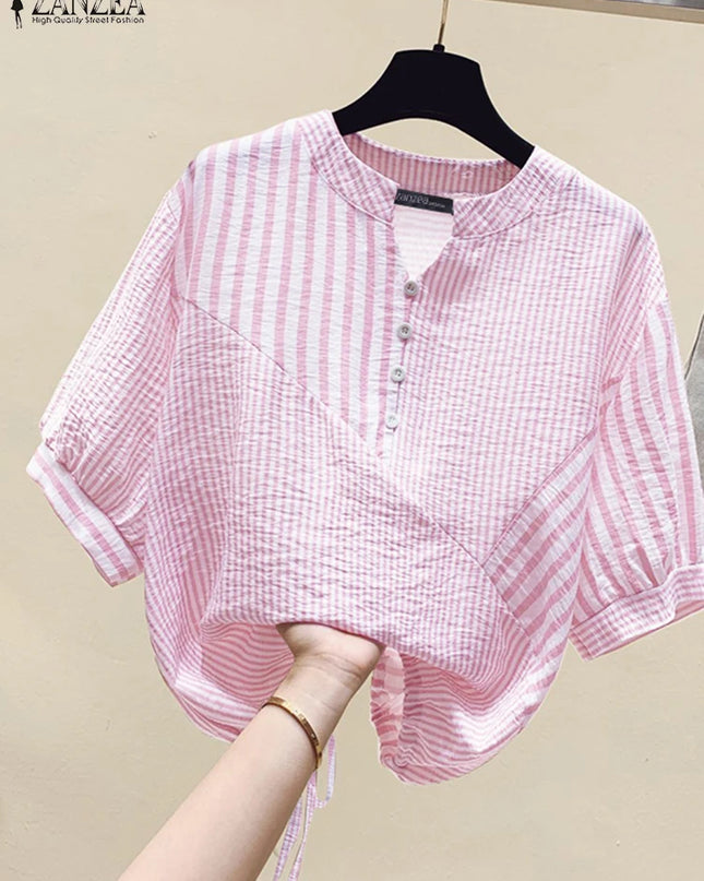 Elegant Striped V-Neck Blouse