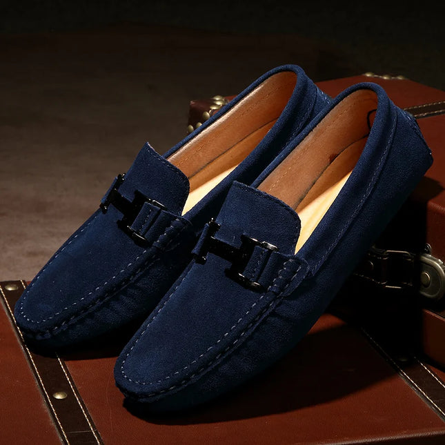 Classic Suede Leather Loafers – Men’s Breathable Soft Slip-On Shoes