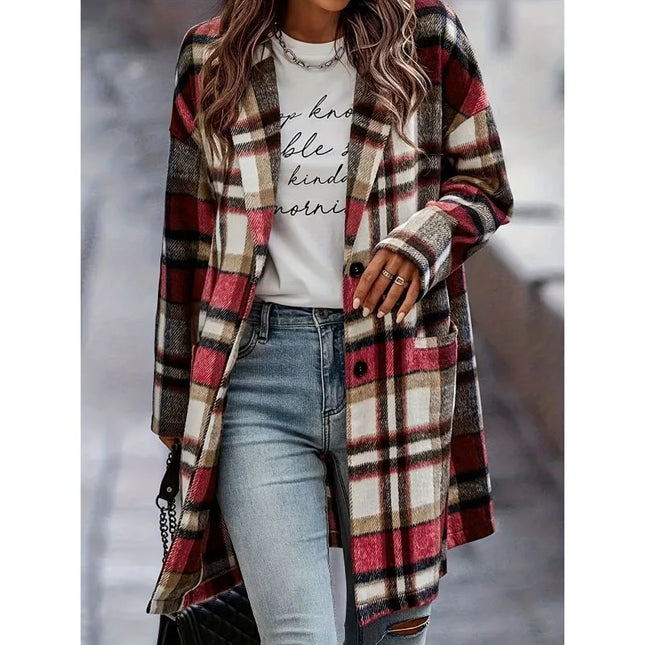 Plaid Wool Coat for Women