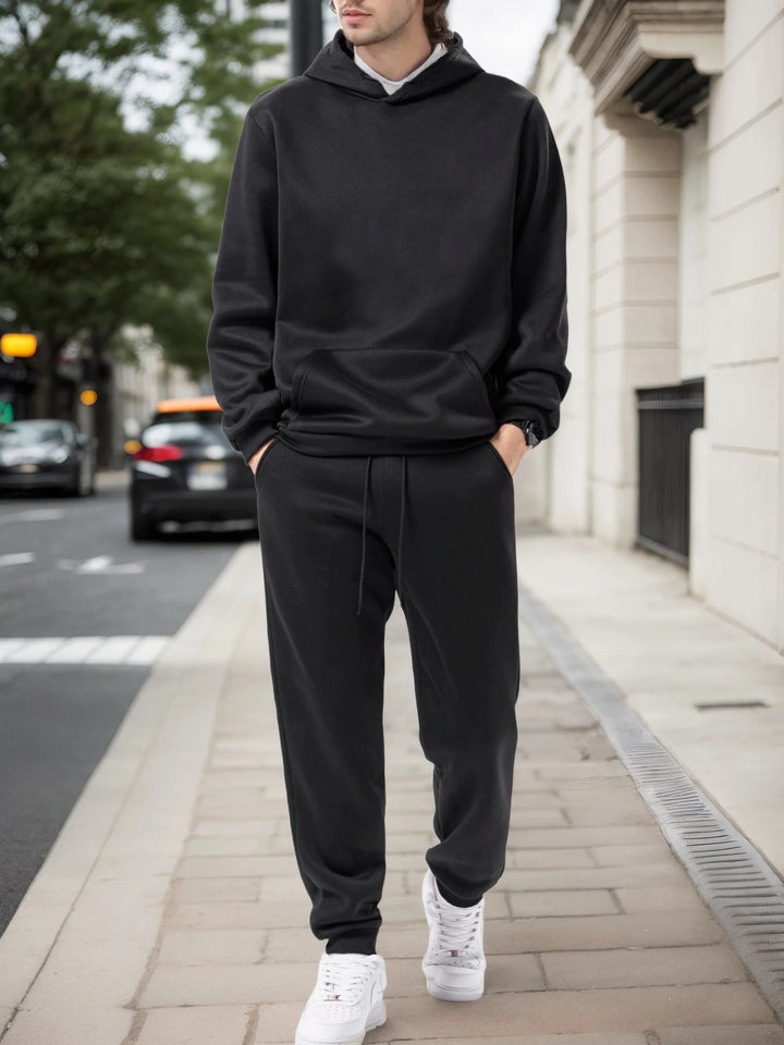 Men's Autumn and Winter Solid Color  Pants Two-piece Set Casual Sportswear Men's Tracksuit