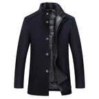 Slim Adjustable Vest Par­ka Men – Windproof Woolen Business Casual Coat-HighTouch