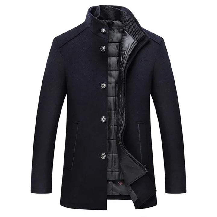 Slim Adjustable Vest Par­ka Men – Windproof Woolen Business Casual Coat-HighTouch