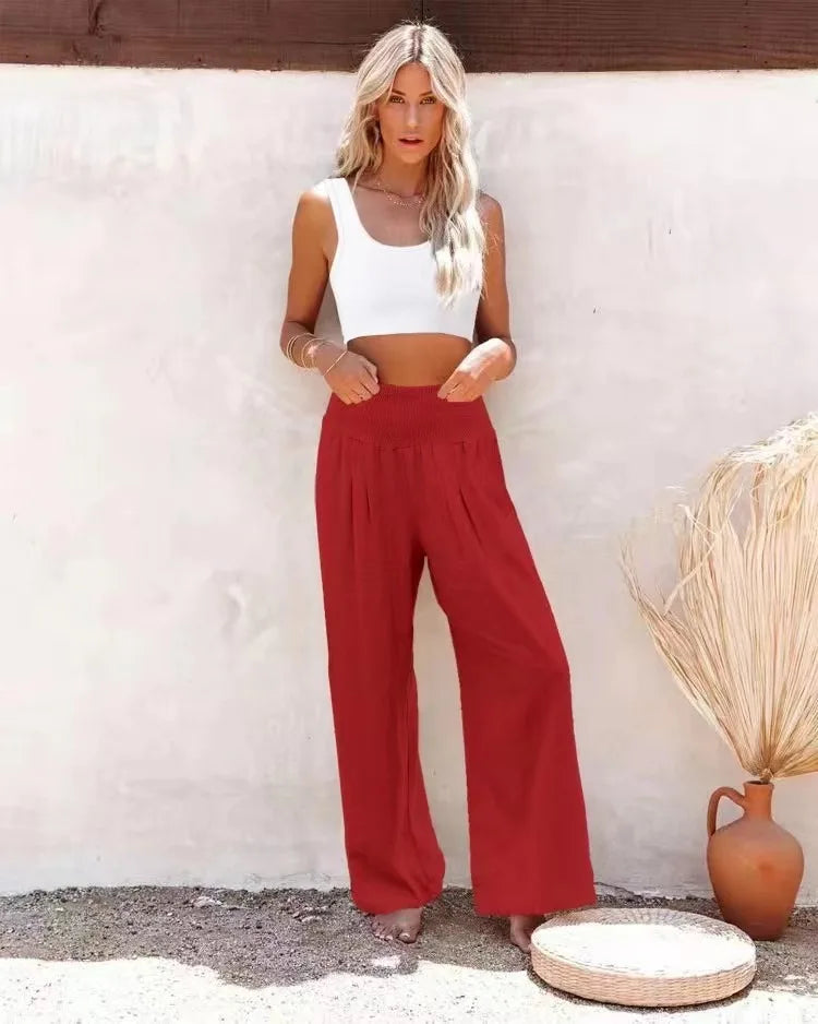 Comfort & Style – Cotton Pull-On Casual Pants for Women-HighTouch