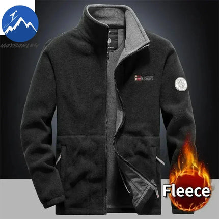 Men’s Thick Fleece Winter Jacket – Double-Pocket Hiking & Ski Outerwear