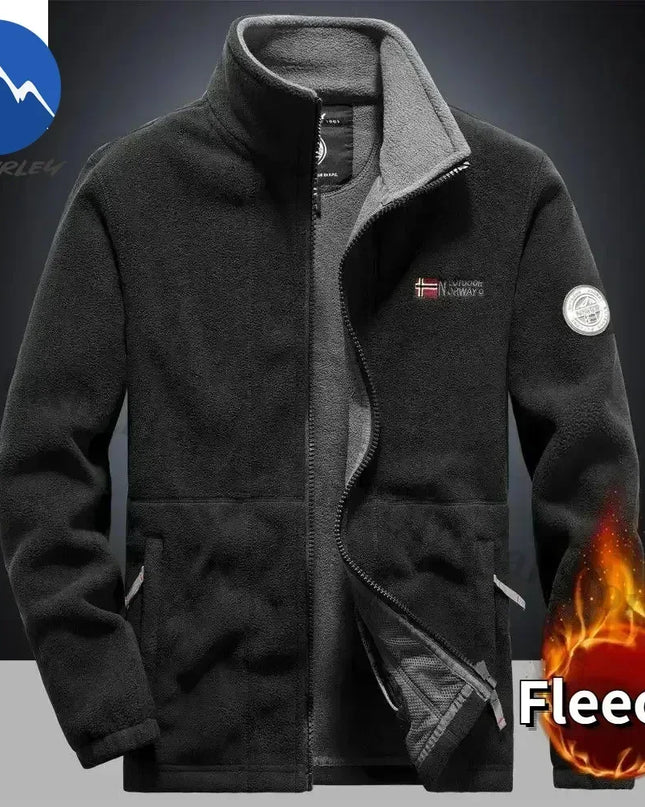 Men’s Thick Fleece Winter Jacket – Double-Pocket Hiking & Ski Outerwear