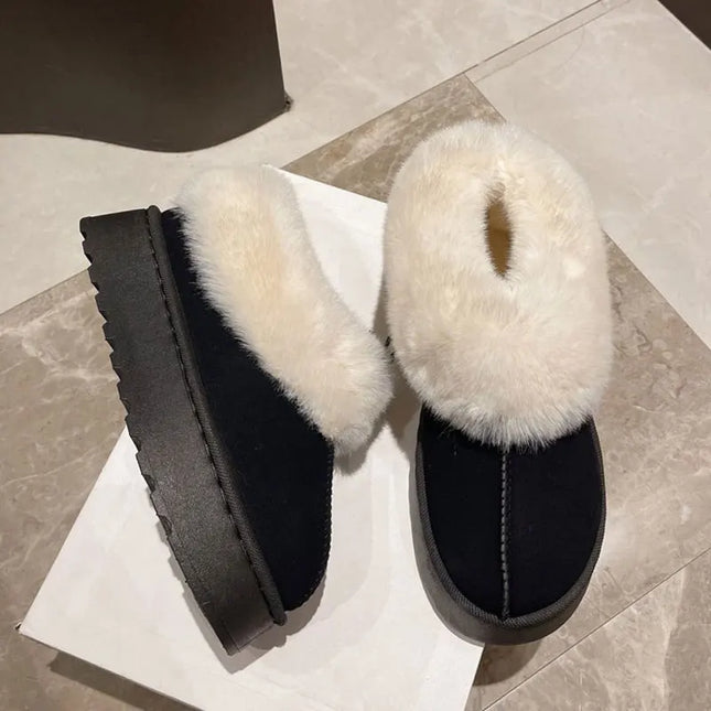 Platform Cotton Plush Women’s Slippers – Warm Soft Sole Indoor & Outdoor Non-Slip