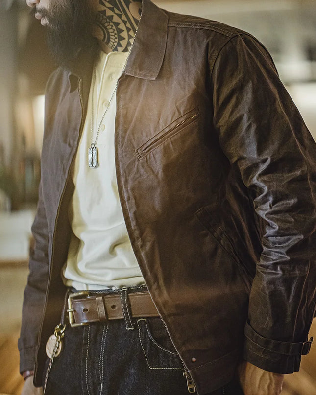 Oil-Waxed Canvas Slim-Fit Jacket Men