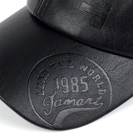 Vintage Cowhide Leather Baseball Cap – Unisex Adjustable Military Style