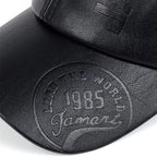 Vintage Cowhide Leather Baseball Cap – Unisex Adjustable Military Style-HighTouch