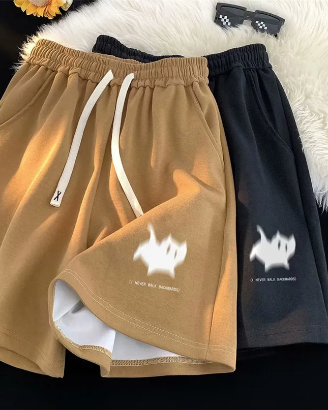 Y2K Oversized Kitten Print Shorts – High-Waist Streetwear Style