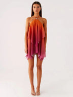 Rihana - Backless Halter-Neck Mini Vacation Dress
