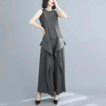 Tri-Crepe Pleated Slimming Mermaid Pants for Women Elegant & Trendy
