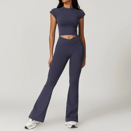 Seamless 2-Piece Yoga Set – Crop Top & High-Waist Leggings