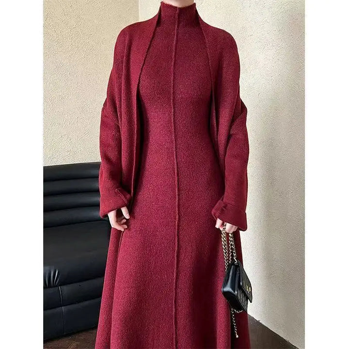 Women’s Knit Dress & Long Cardigan Set-HighTouch