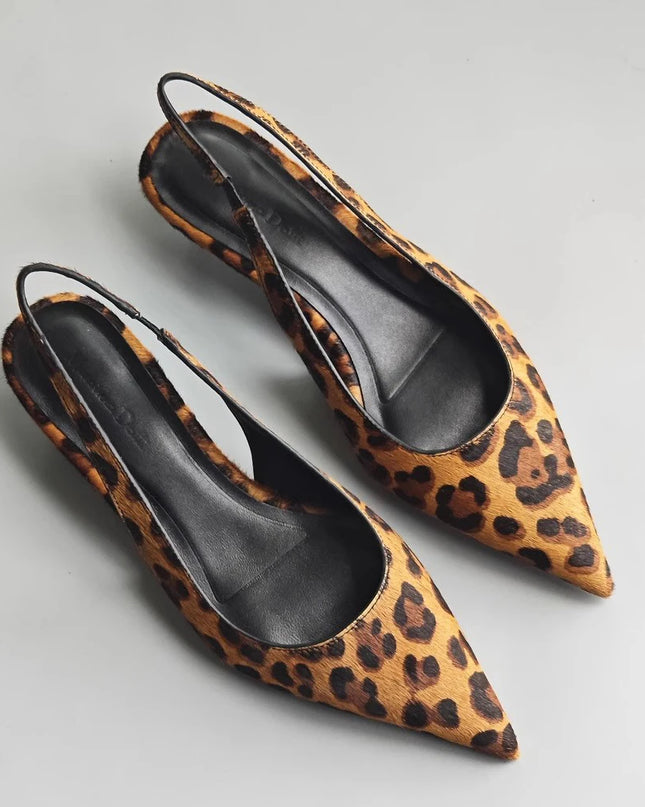 Women’s Horsehair Leopard Print Low Heel Sandals