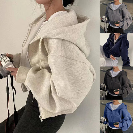 Women’s Fleece‑Lined Cropped Zip Hoodie