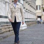 Retro British Linen Safari Jacket for Men-HighTouch