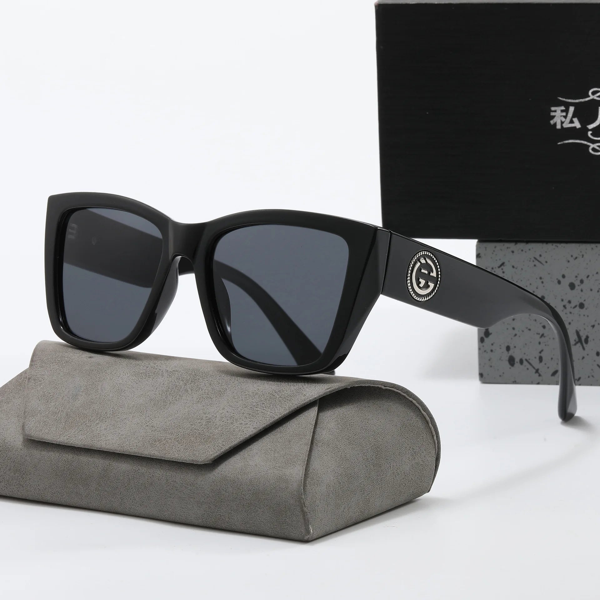 Occhiali da sole vintage grandi a forma di poligono quadrato