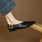 Cowhide Horsehair & Leather Women’s Pointed Toe Flats-HighTouch