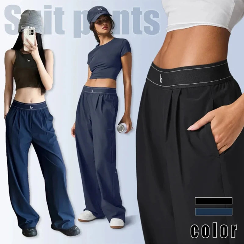 Women’s High-Waist Straight & Wide-Leg Suit Pants – Casual Chic Trousers with Pockets