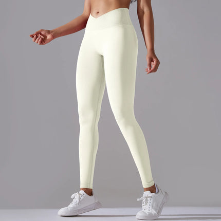 Women’s Seamless High-Waisted Cross-Over Scrunch-Butt Leggings – Lift & Shape
