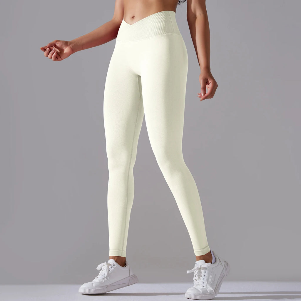 Women’s Seamless High-Waisted Cross-Over Scrunch-Butt Leggings – Lift & Shape-HighTouch