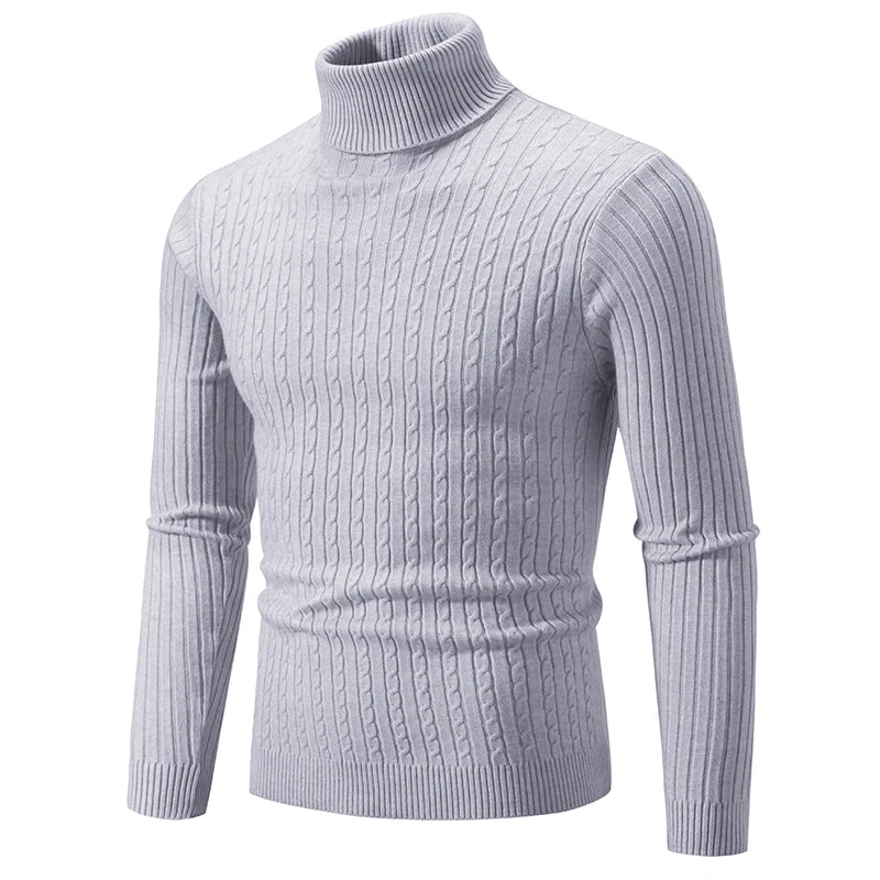Men’s High-Neck Knitted Pullover Sweater