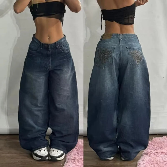Oversized Print Baggy Jeans – Y2K Harajuku Wide-Leg Streetwear