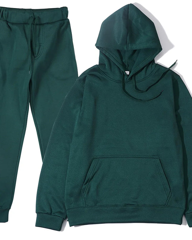 Men’s Solid Color Hoodie & Jogger Tracksuit Set