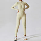 Women’s Slim Fit Jumpsuit Long Sleeve Zip Front Casual Outfit-HighTouch