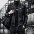 Slim Short PU Leather Blazer Jacket-HighTouch