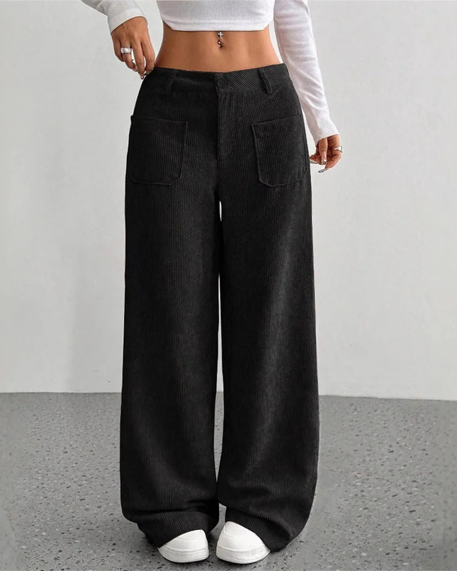 High-Waist Wide-Leg Corduroy Trousers