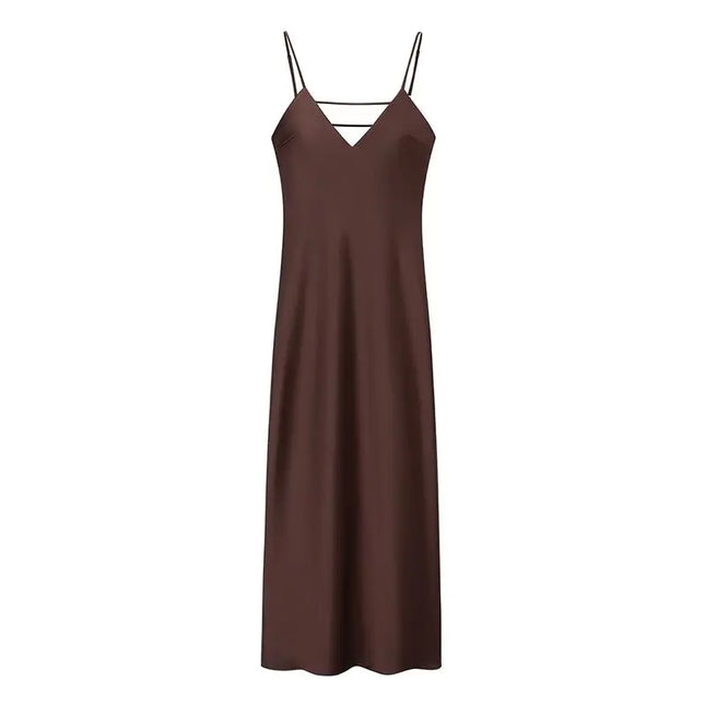 V‑Neck Sling Maxi Dress – Elegant Loose Fit Summer Dress