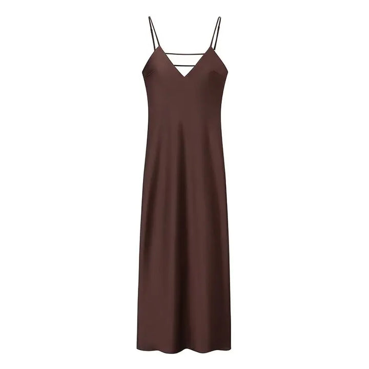 V‑Neck Sling Maxi Dress – Elegant Loose Fit Summer Dress-HighTouch