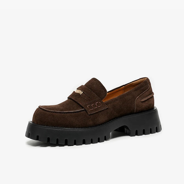 Vintage Leather Suede Platform Moccasins