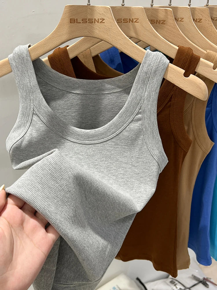 Ribbed Tank Top for Women – Stretch Fit Summer Camisole-HighTouch