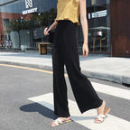 Women’s Ice Silk Wide Leg Pants – Elastic Waist Summer Trousers-HighTouch