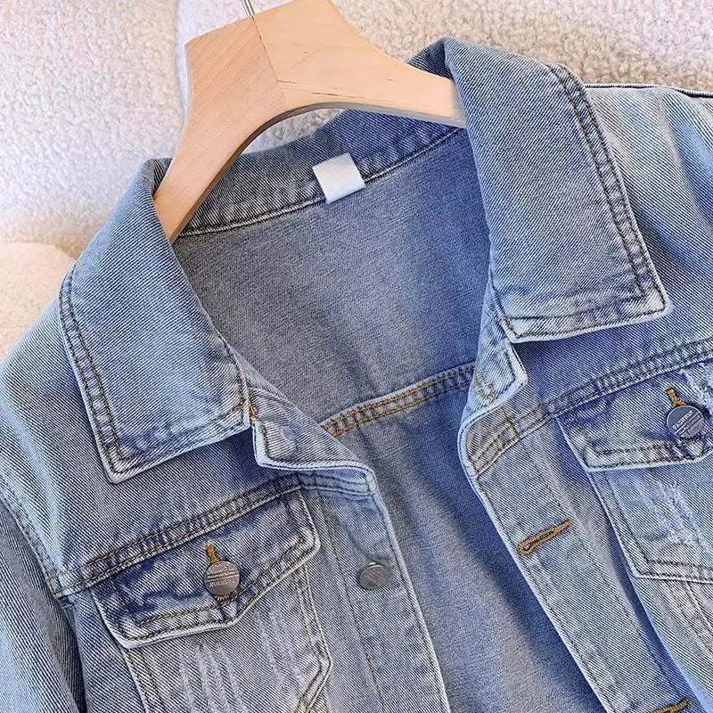 Denim Jacket For Women - Spring Autumn Korean Vintage Jean Coats.-HighTouch