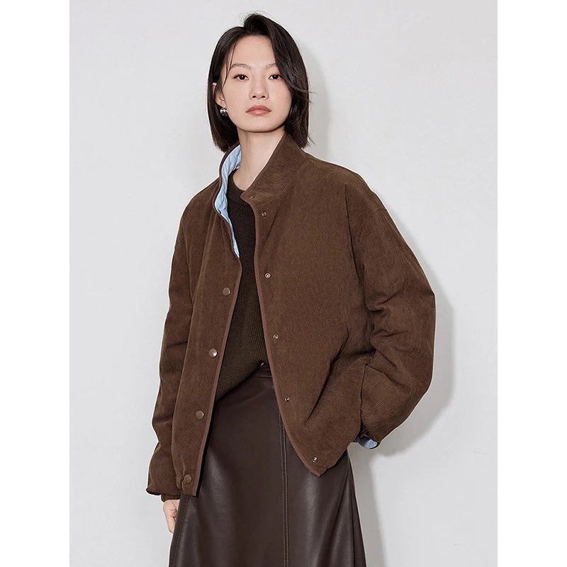 Contrast-Colour Spliced Thick Cotton Women’s Winter Long Coat-HighTouch